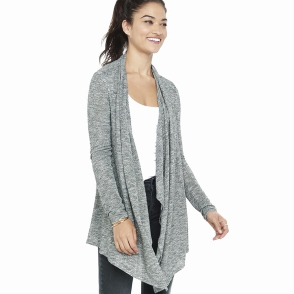 Express Sweaters - Express Grey Drape Knit Cardigan